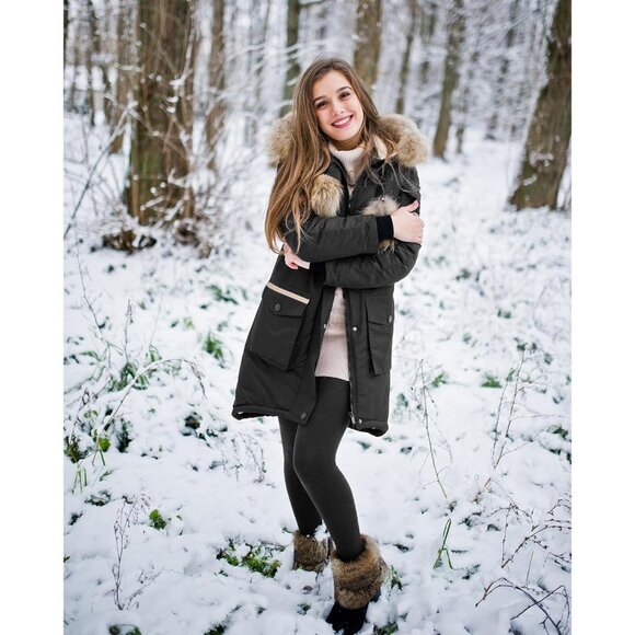 Pack of 2 Women's Black Gray Winter Warm Soft Base Thermal Fleece Lined Legging - Picture 5 of 6